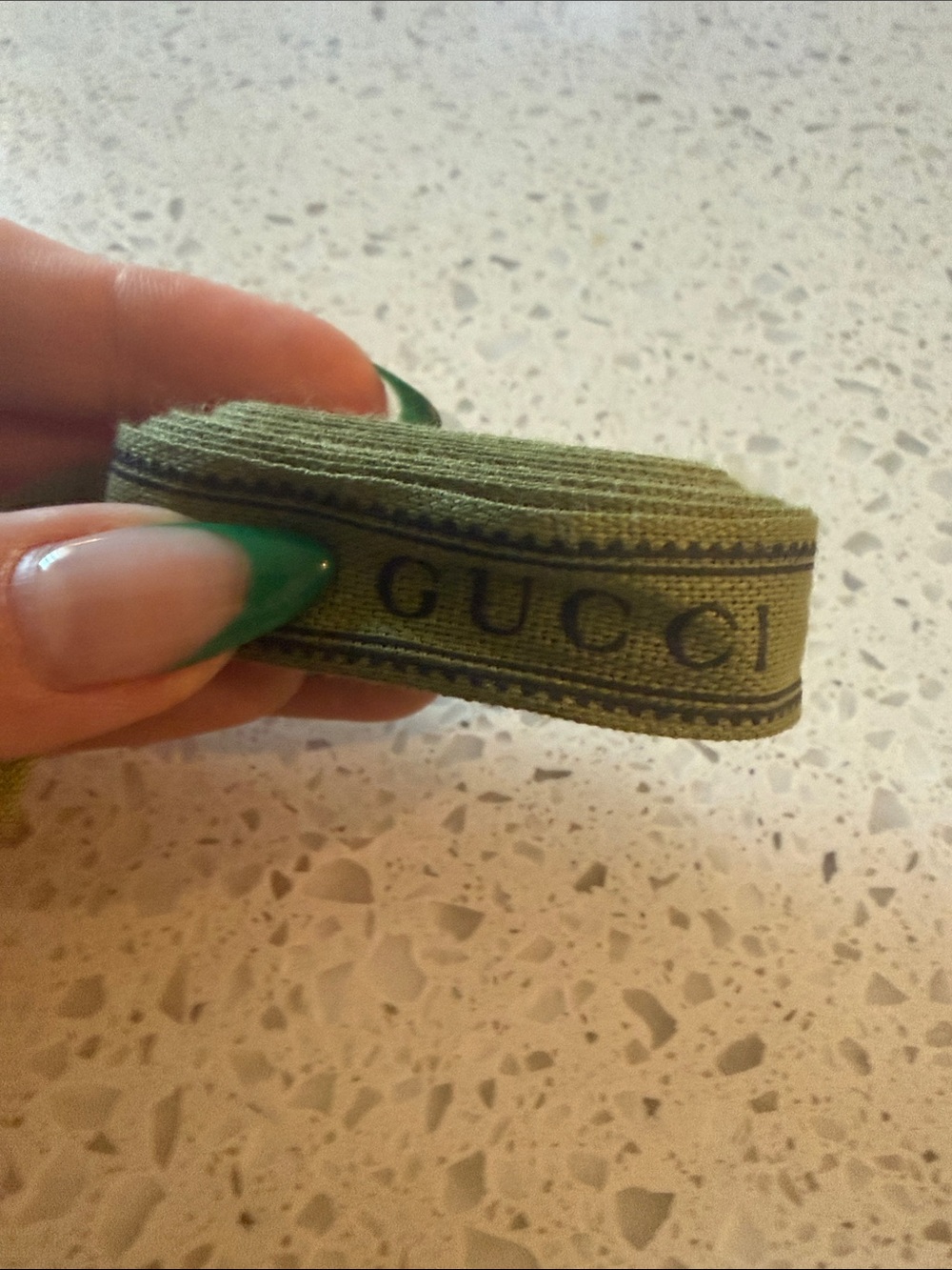 Gucci Green Branded 73” Gift Ribbon